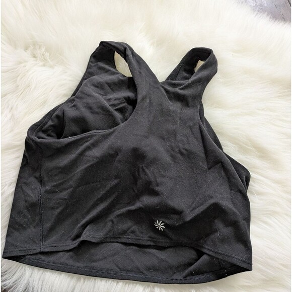 Athleta Conscious Crop Crop Cropped Top Tank Built In Bra Small Black Racerback - Picture 3 of 5